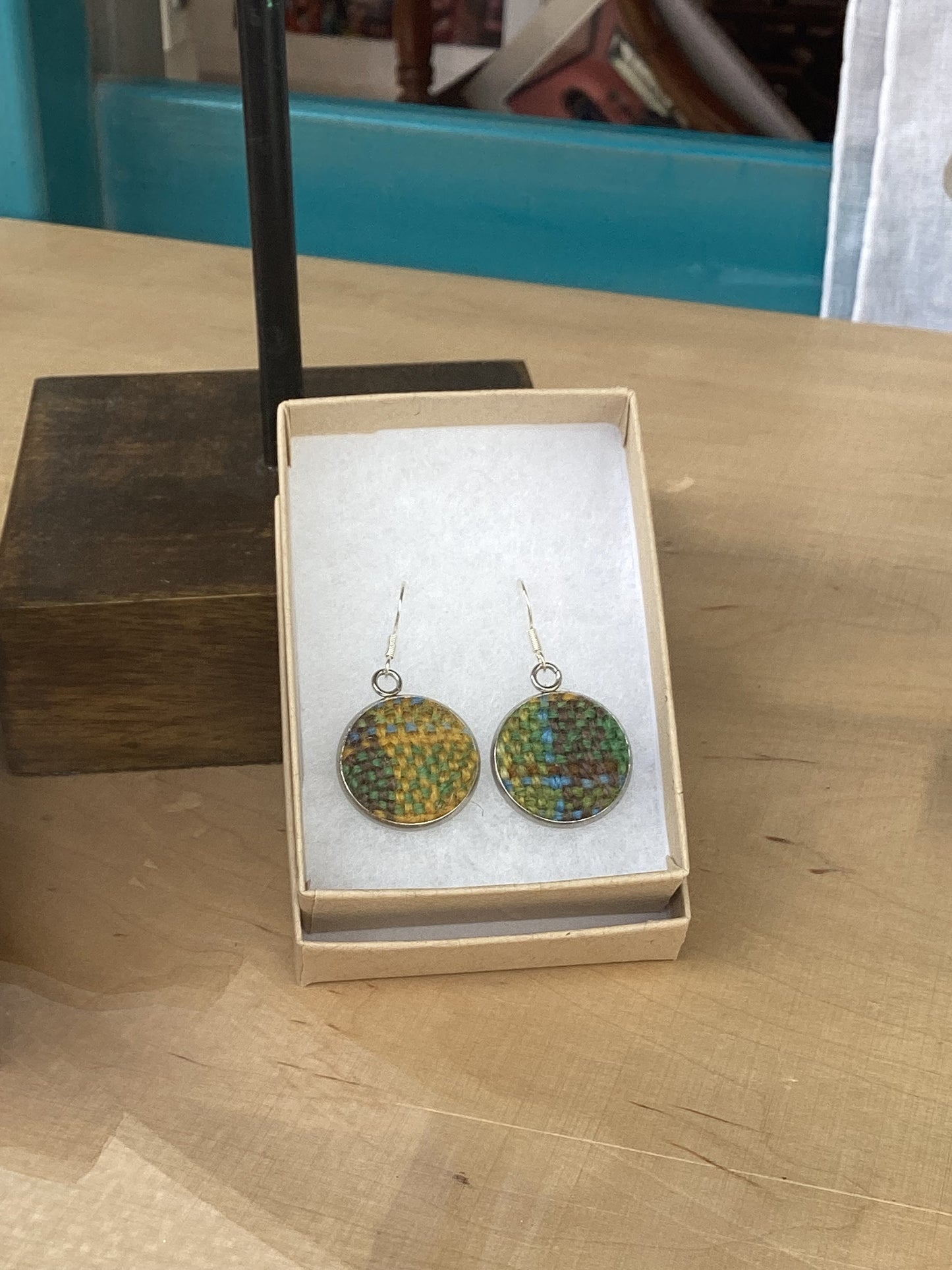 FLT-LGEAR1 - spring-on-the-avenue-plaid-handwoven-british-wool-large-earrings