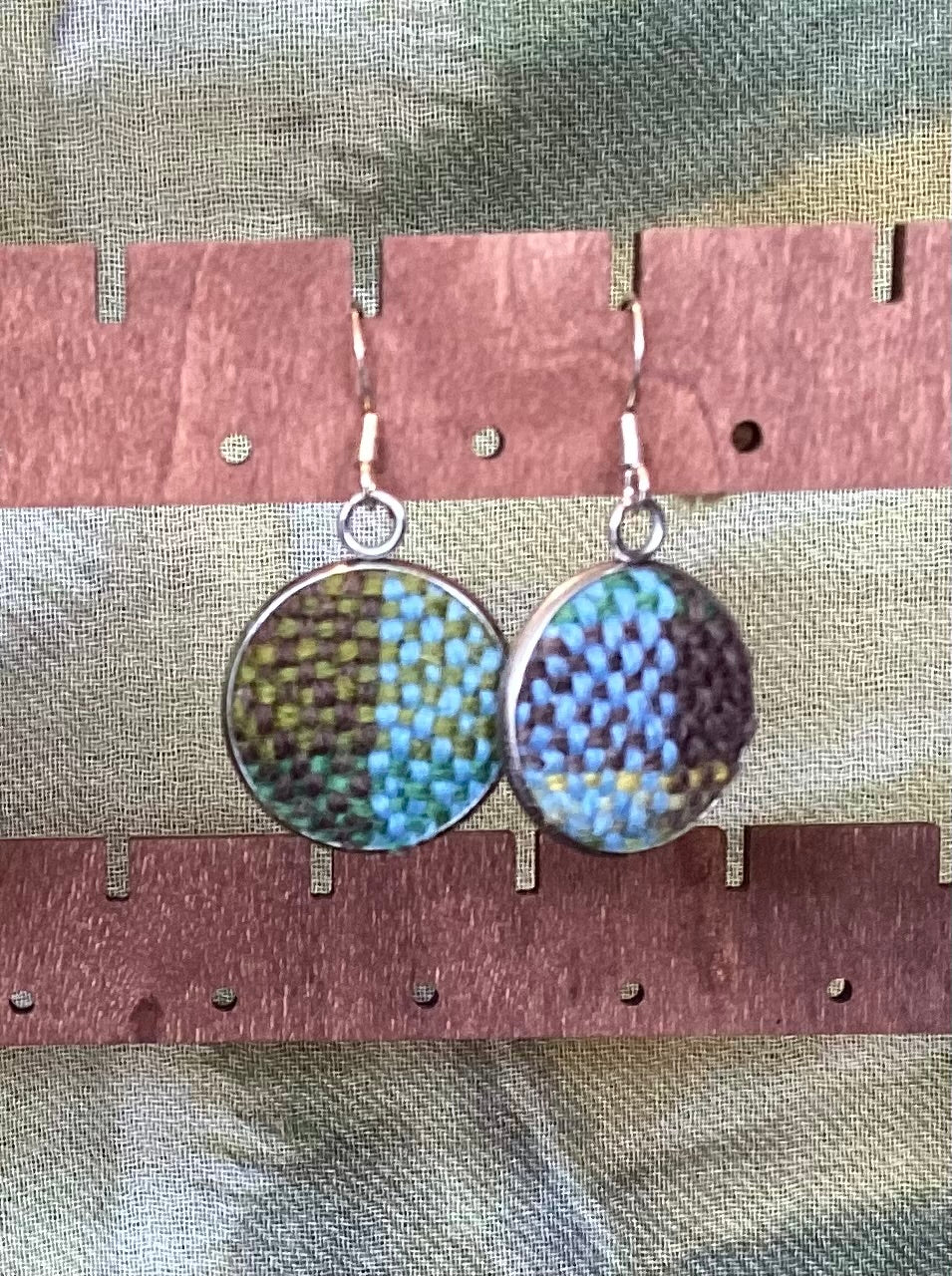 FLT-LGEAR1 - spring-on-the-avenue-plaid-handwoven-british-wool-large-earrings