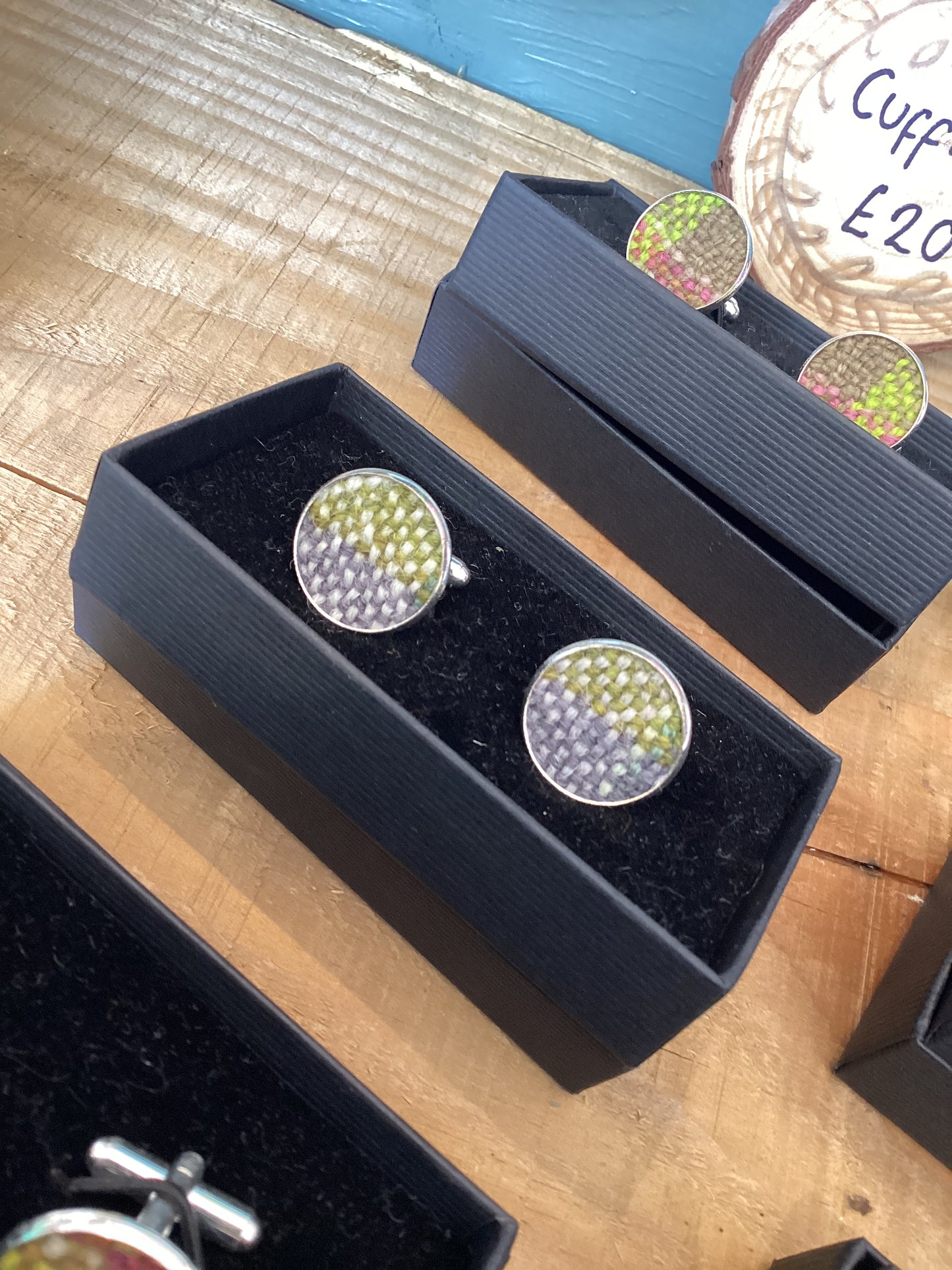 FLT-CUFF1 - spring-on-the-avenue-plaid-handwoven-british-wool-cufflinks