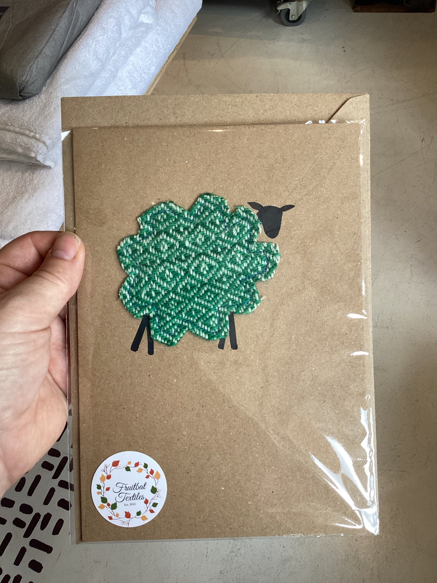 FBT-SHEEP - Handmade Sheep Card with Hand Painted Details