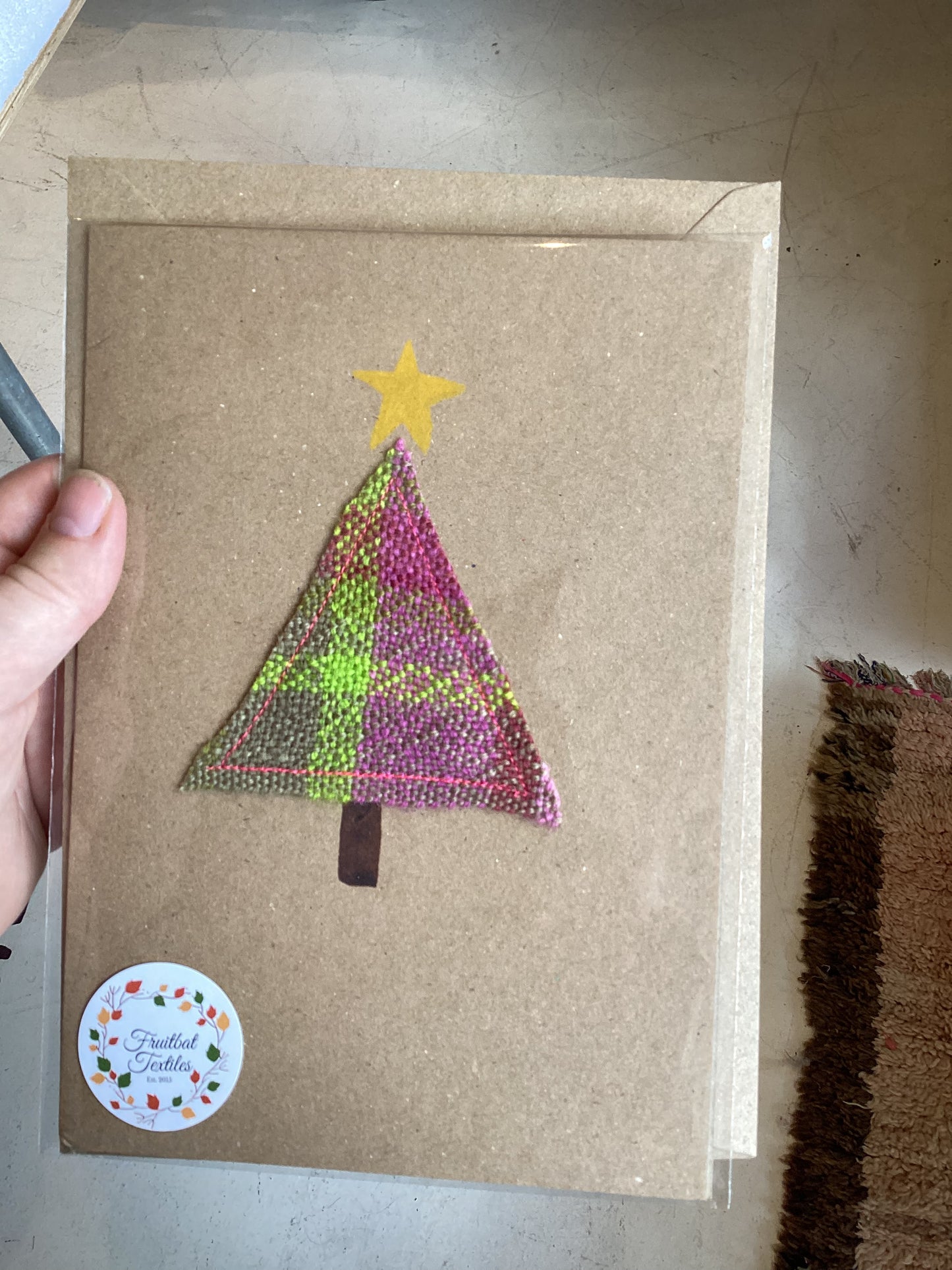FBT-XMAS - Handmade Xmas Tree Card with Hand Painted Details