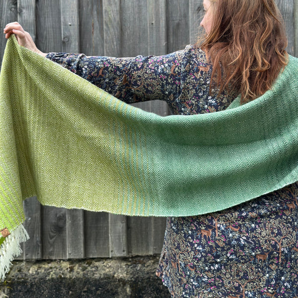 FBMSHL - Medium Shawls - Blue Check & Green graduating