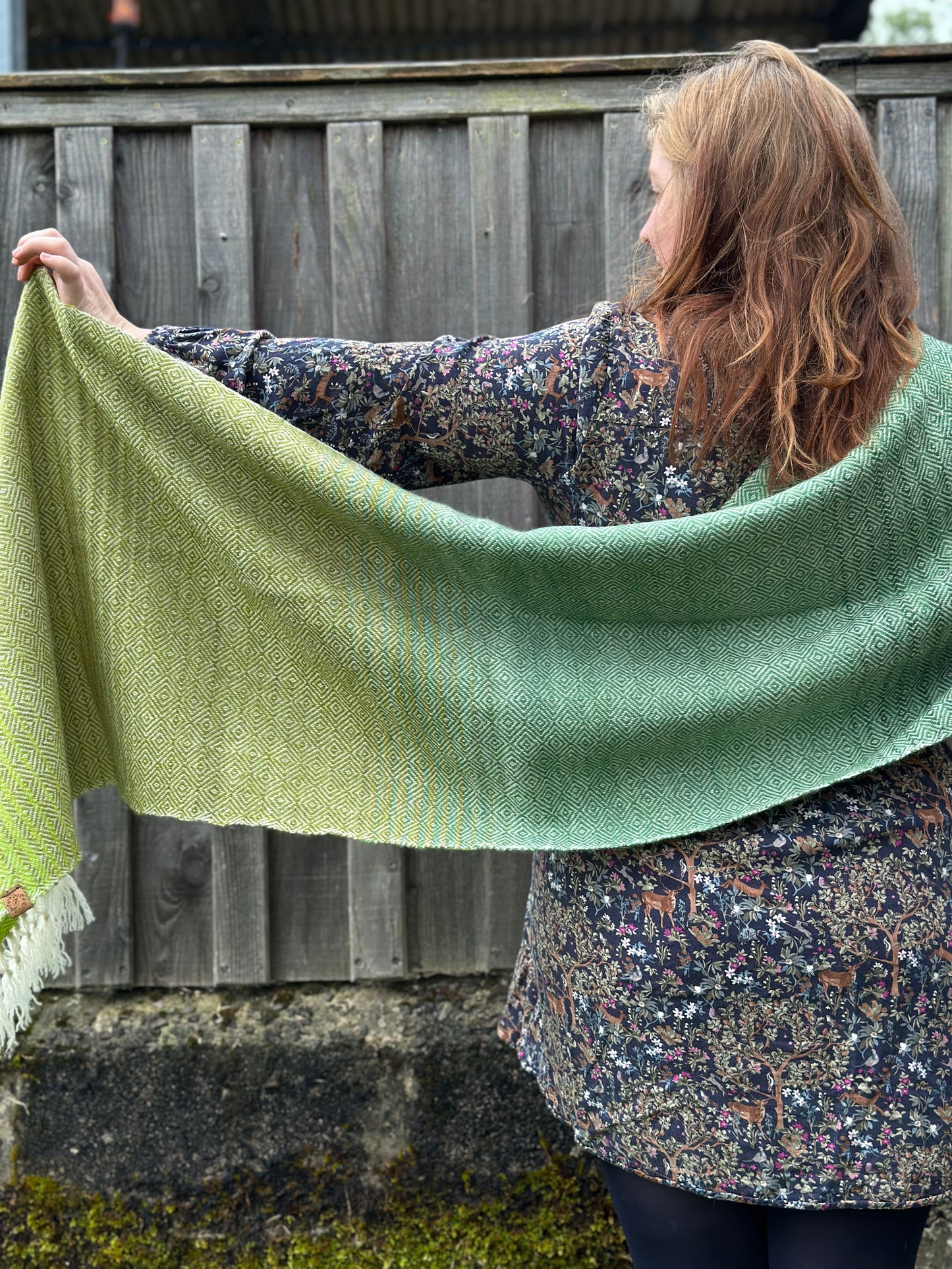 FBMSHL - Medium Shawls - Blue Check & Green graduating