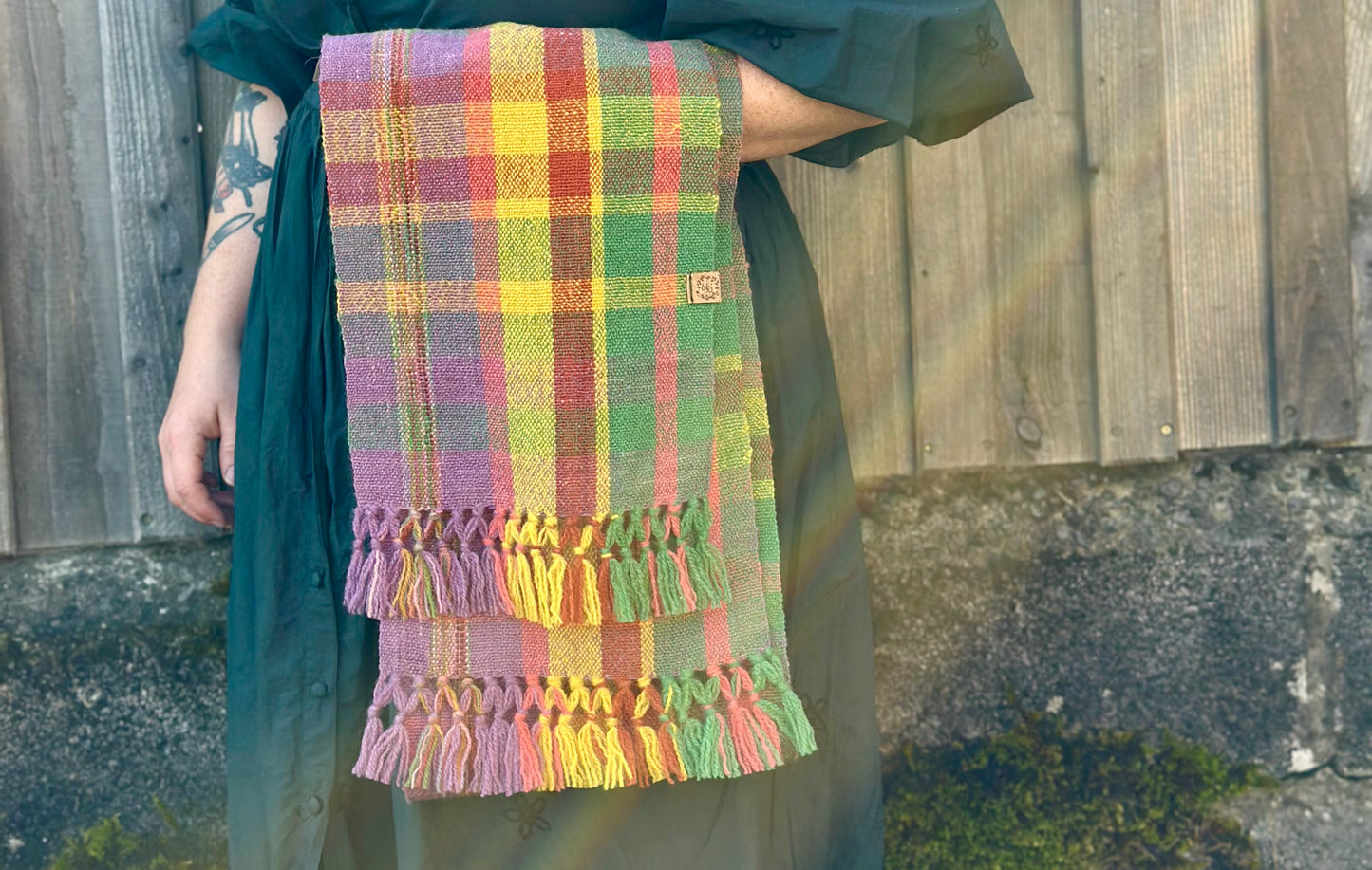 FBRSCF - Regular Scarf - multicoloured plaid + Purple, green & orange check