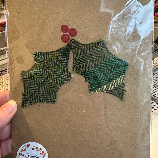 FBT-HOLLY - British wool handmade holly card