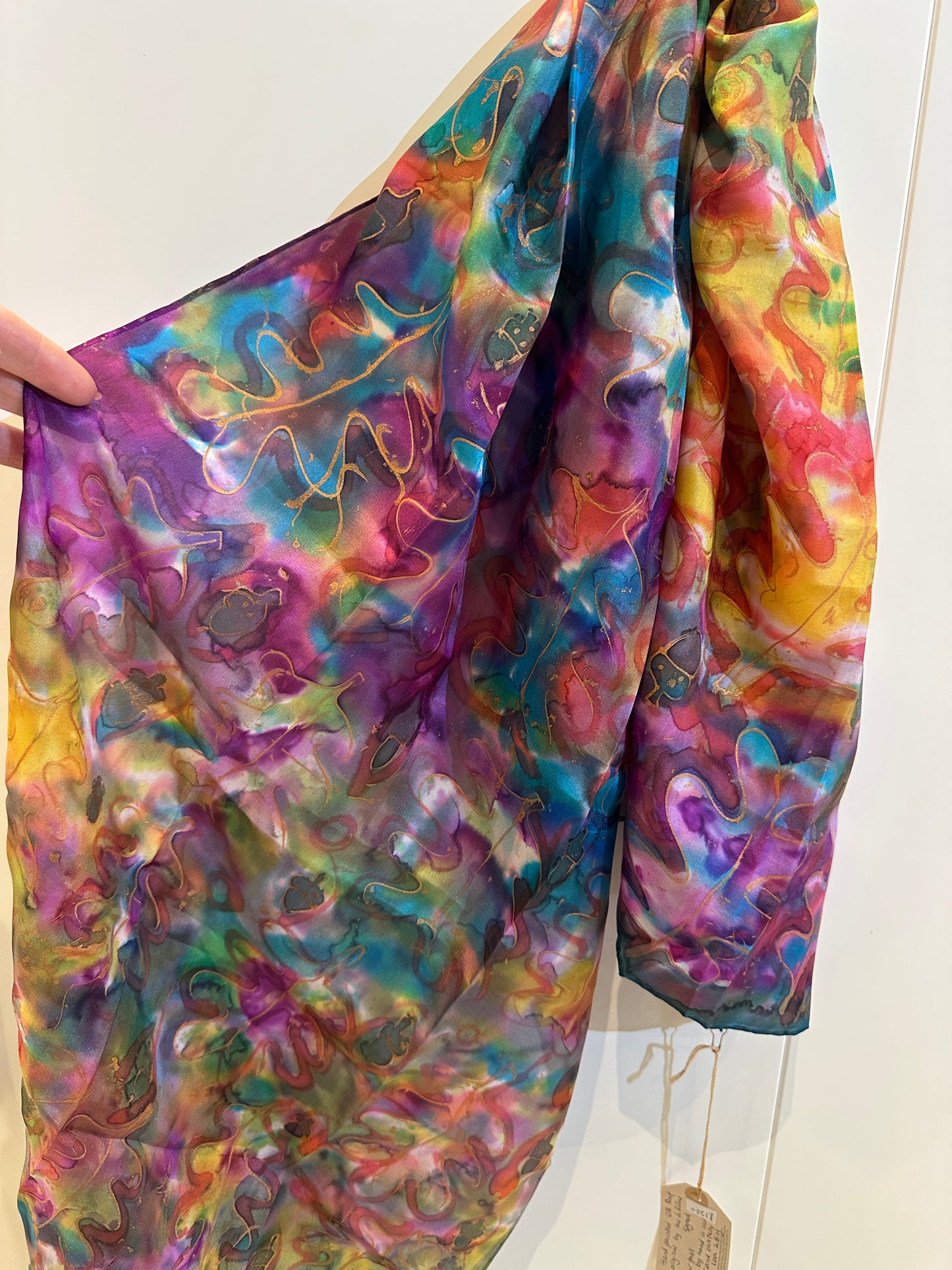 ALBR - Hand painted autumn leaves silk scarf