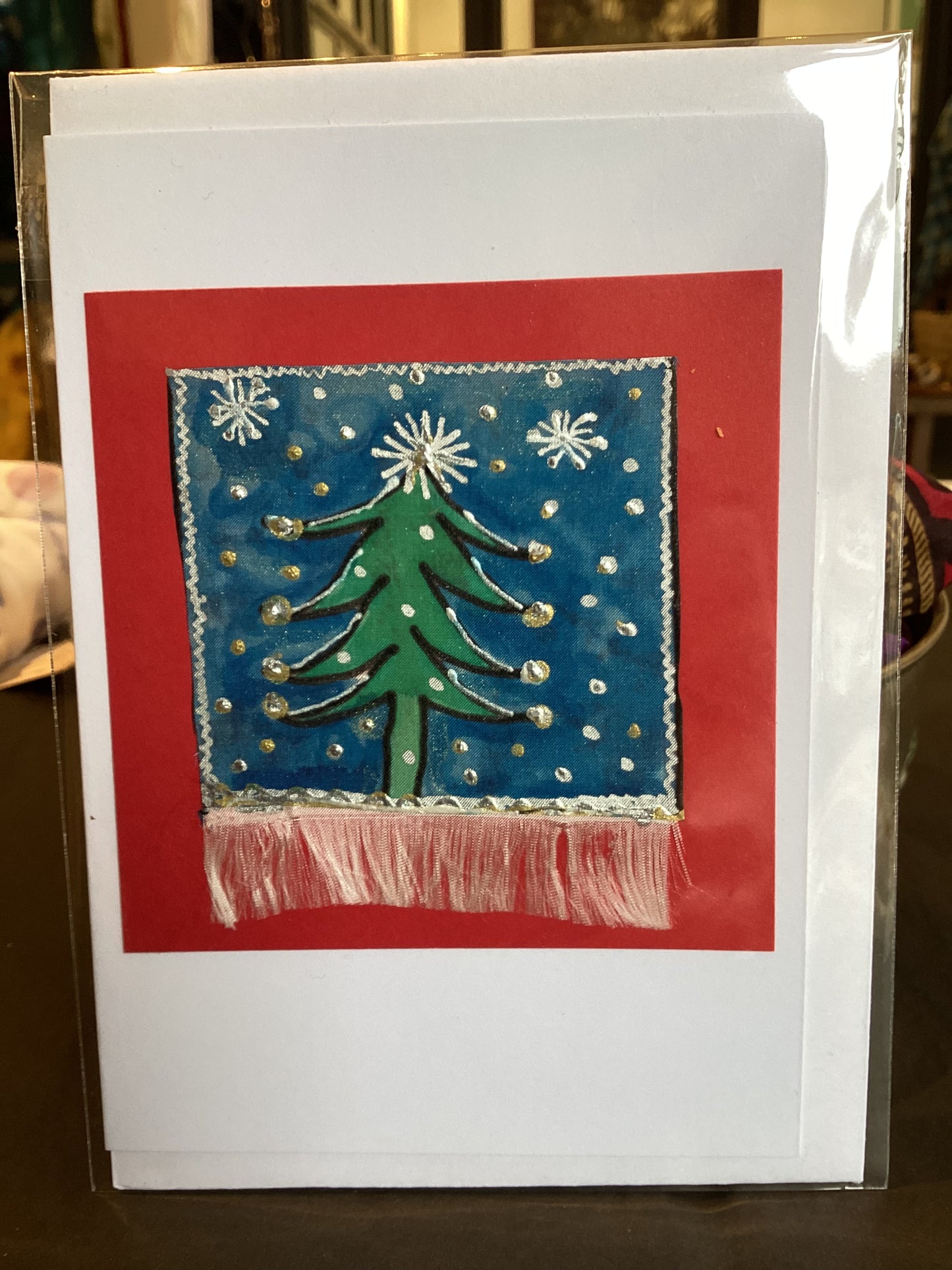 Tree Silk 7 Mo - Hand Painted Silk Christmas Tree Card