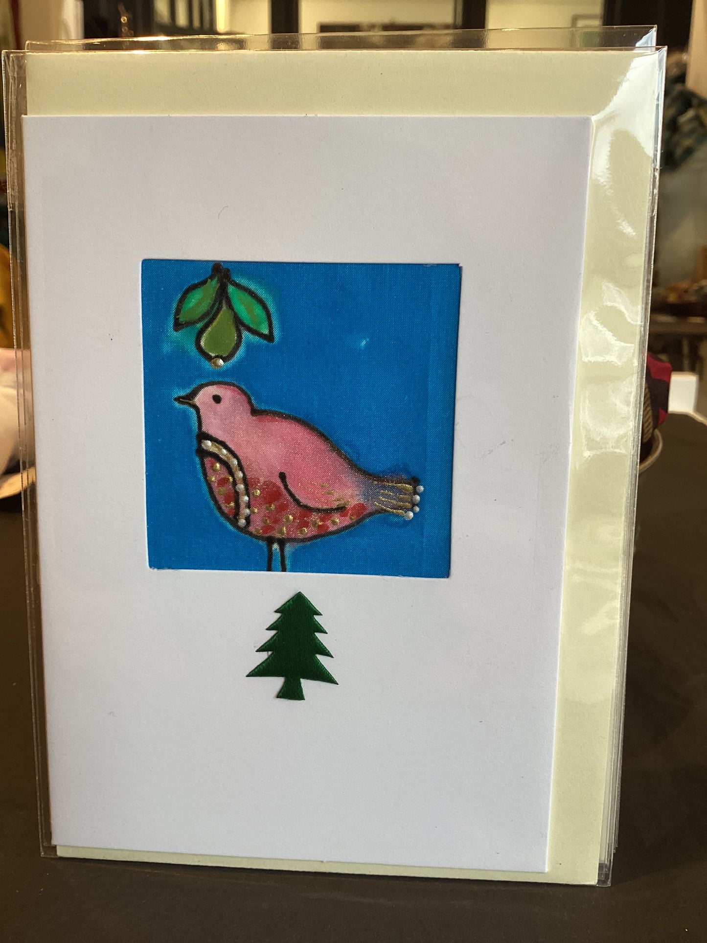 TD SILK 2 MO - Hand Painted Silk Partridge Card