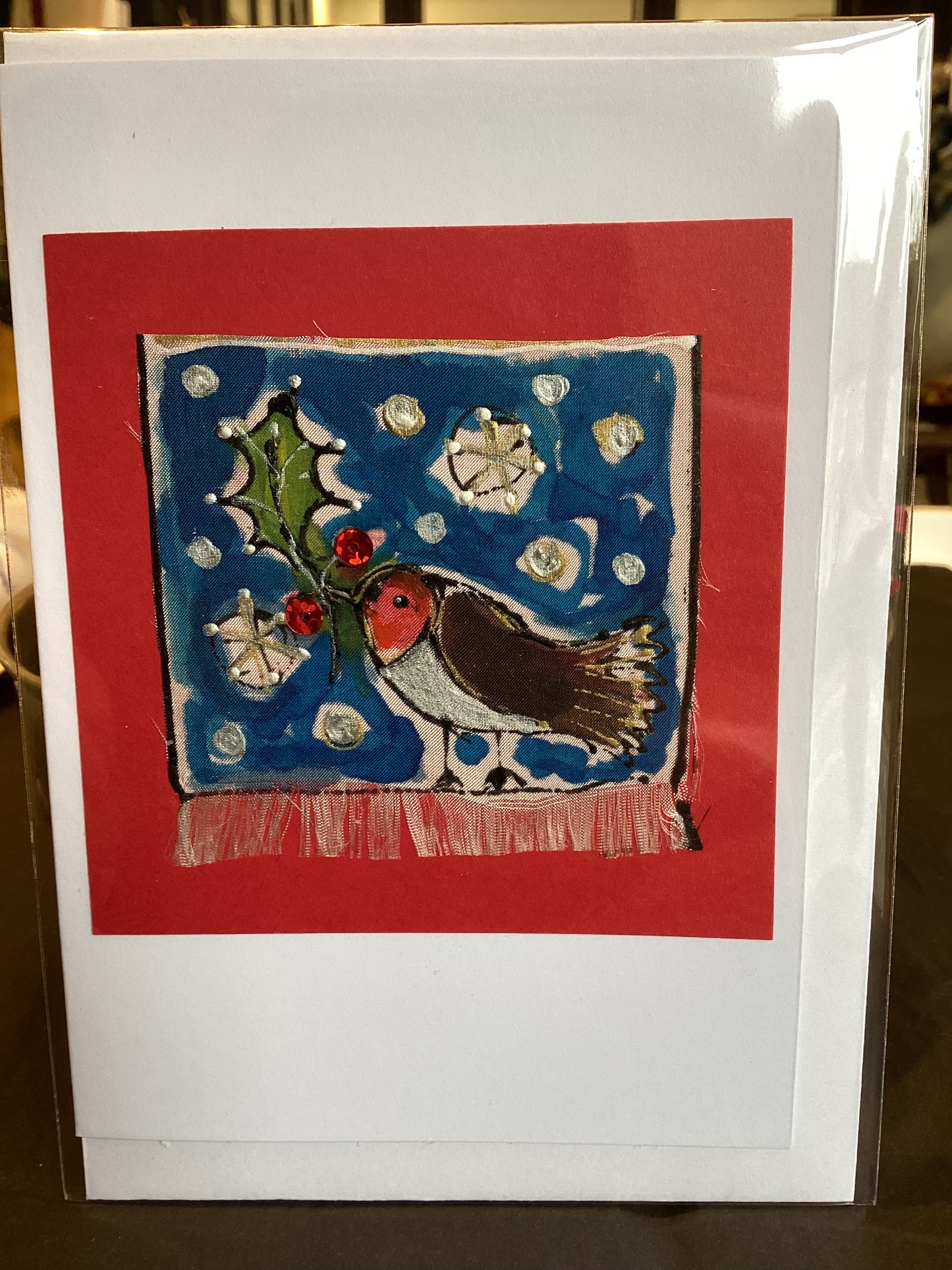 SR-2-MO SILK - Hand Painted Silk Robin Card