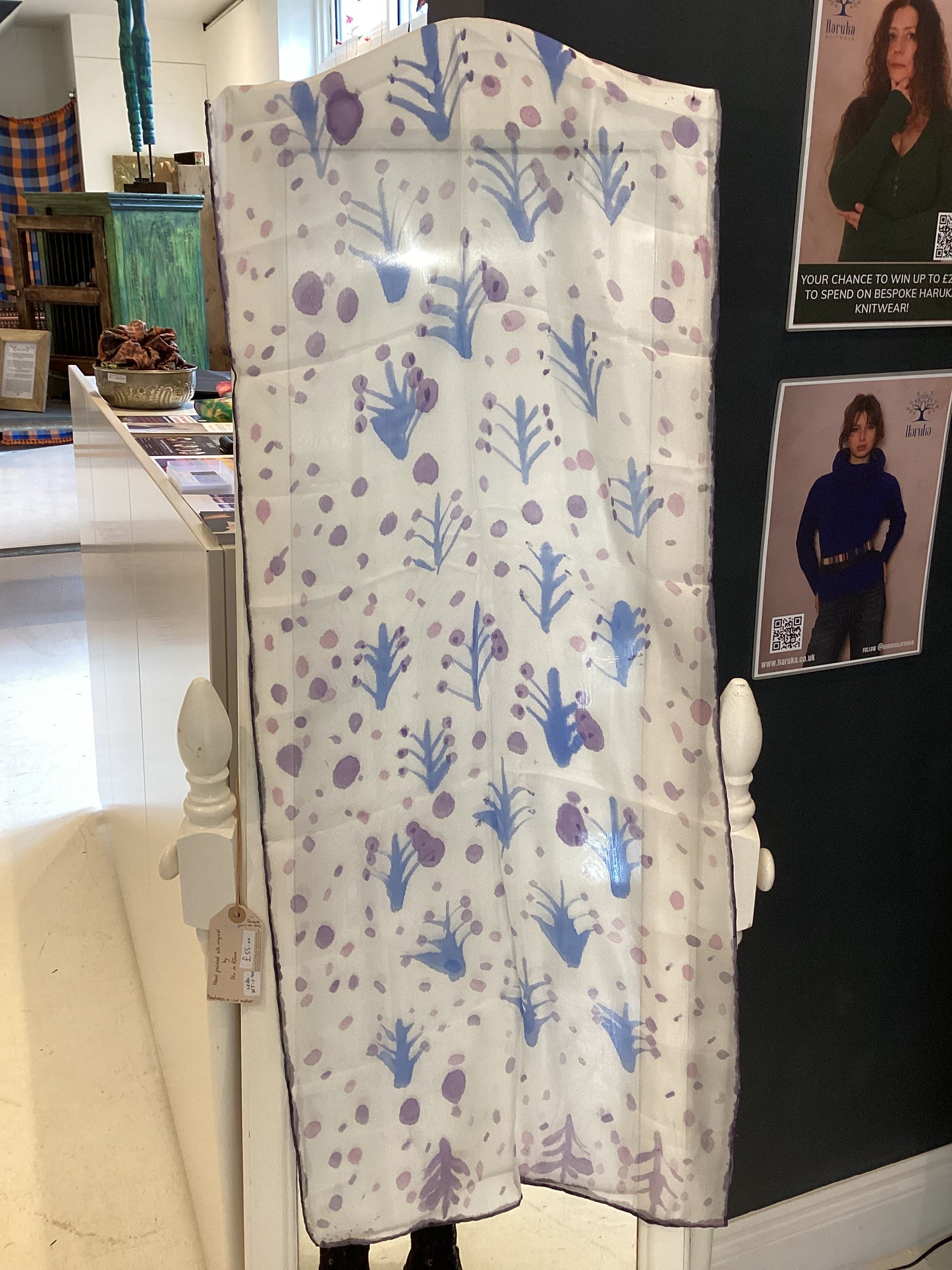 WT-1-MO - Hand Painted Winter Trees Silk Scarf