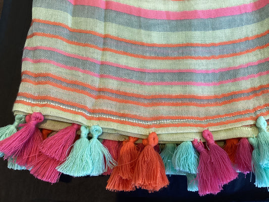 HA134 Tassel Scarf with Neon highlights