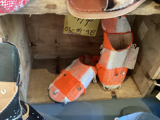 CHSS01 - Orange checked sequin slipper