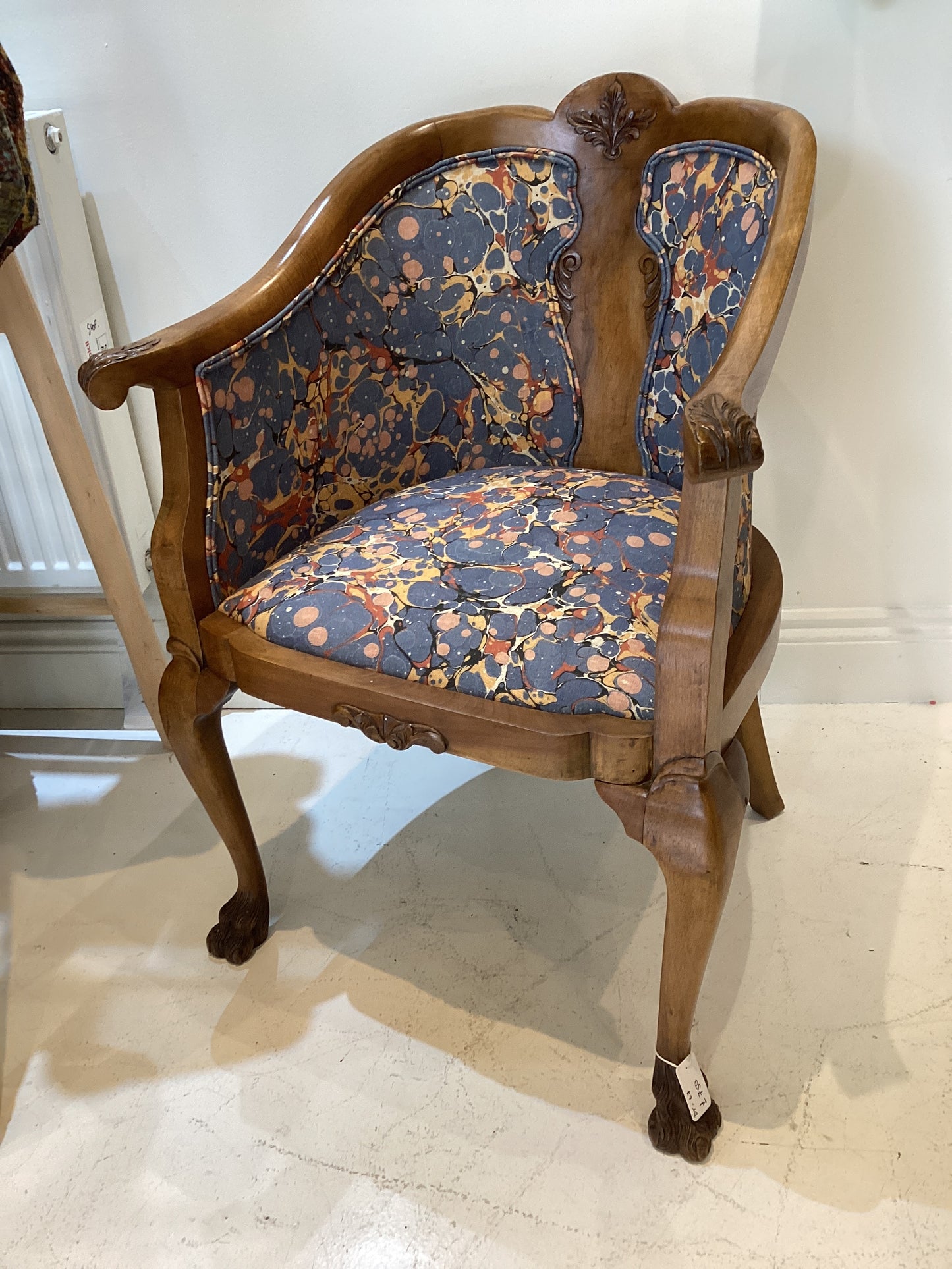 Antique captain’s chair upholstered in marble linen DT-67
