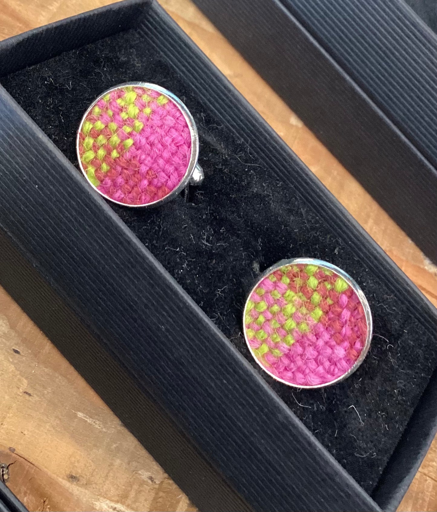 FLT-CUFF2 - magnolia-plaid-handwoven-british-wool-cufflinks