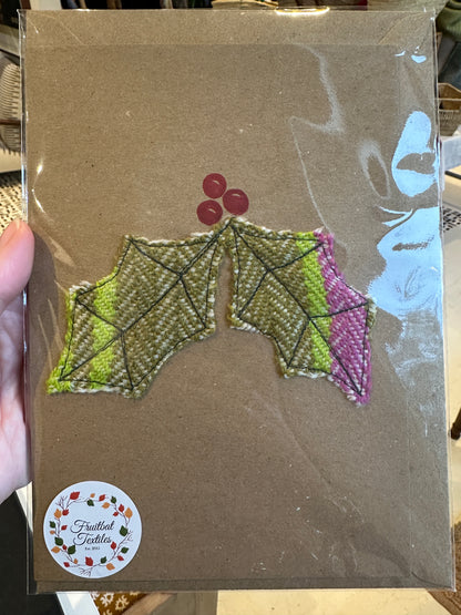 FBT-HOLLY - British wool handmade holly card