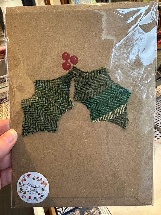 FBT-HOLLY - British wool handmade holly card