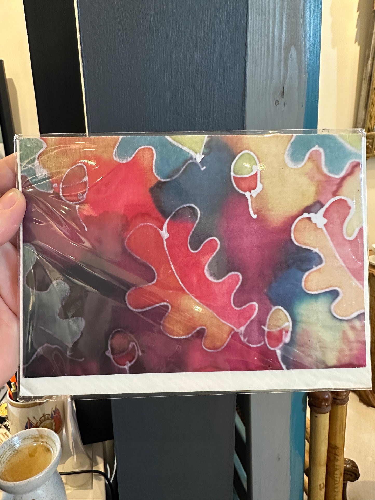 DP 335 C - oak leaved on silk printed card