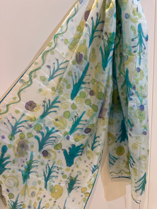 SCTR - Scandi trees hand painted silk scarf