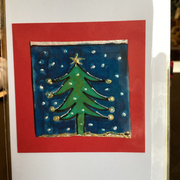 Tree Silk 5 Mo - Hand Painted Silk Christmas Tree Card