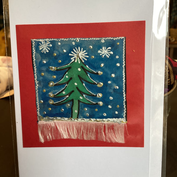 Tree Silk 7 Mo - Hand Painted Silk Christmas Tree Card