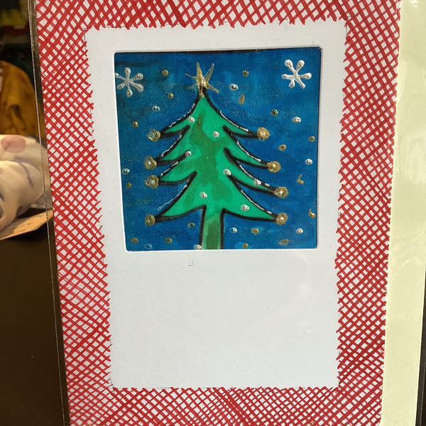 Tree Silk 6 Mo - Hand Painted Silk Christmas Tree Card