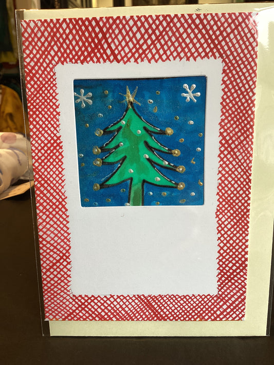 Tree Silk 6 Mo - Hand Painted Silk Christmas Tree Card