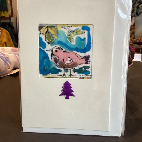 TD SILK 1 MO - Hand Painted Silk Partridge Card