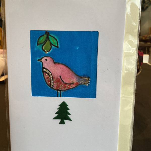 TD SILK 2 MO - Hand Painted Silk Partridge Card