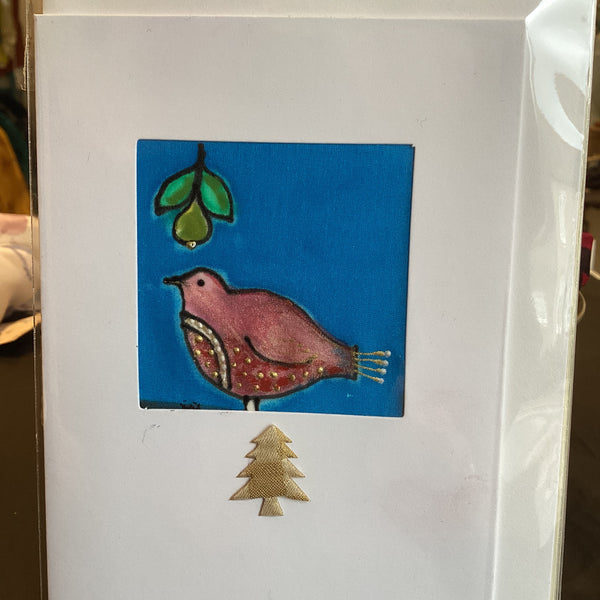 TD SILK 3 MO - Hand Painted Silk Partridge Card