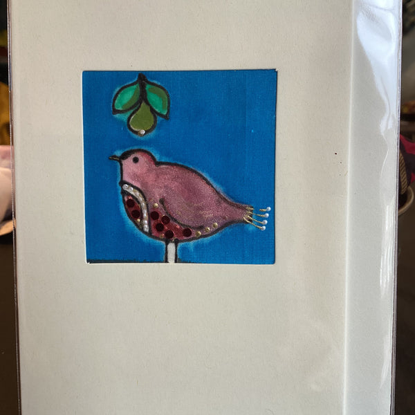 TD SILK 5 MO - Hand Painted Silk Partridge Card