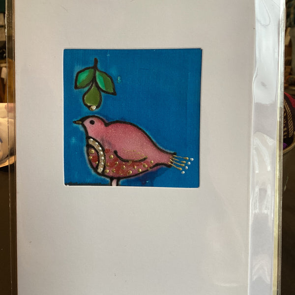 TD SILK 6 MO - Hand Painted Silk Partridge Card