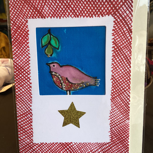 TD SILK 8 MO - Hand Painted Silk Partridge Card