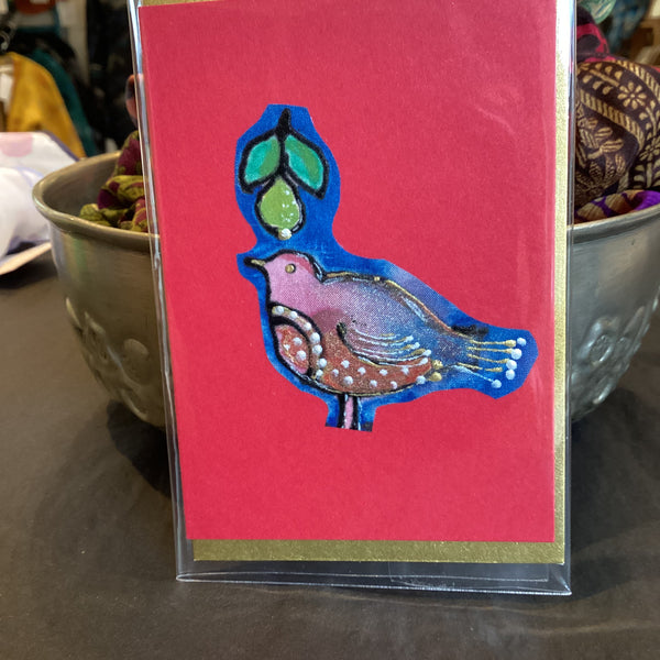 PPT-1 MO SILK MINI - Hand Painted Silk Partridge Mini Card