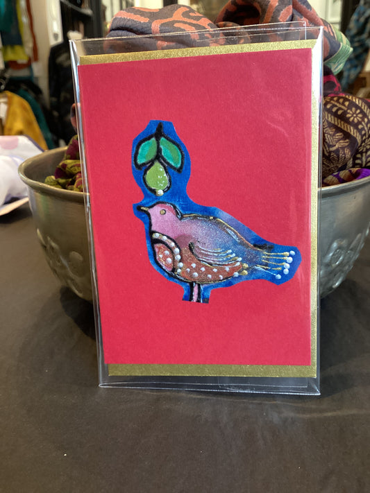 PPT-1 MO SILK MINI - Hand Painted Silk Partridge Mini Card