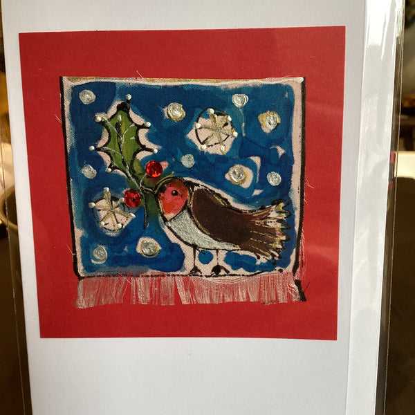 SR-2-MO SILK - Hand Painted Silk Robin Card