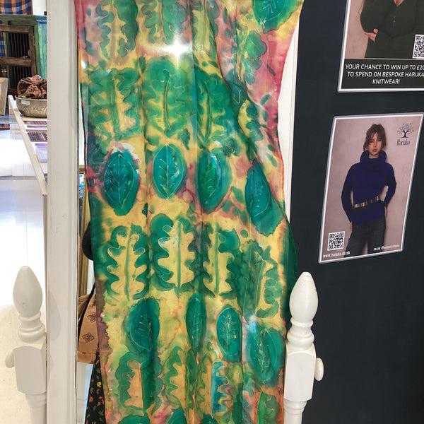 OL-1-MO - Hand Painted Silk Oak Leaves Scarf