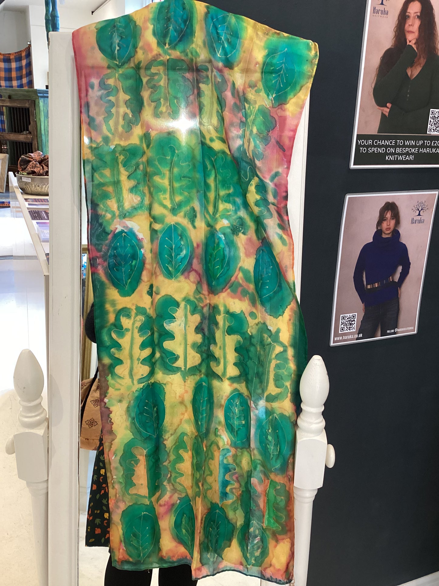 OL-1-MO - Hand Painted Silk Oak Leaves Scarf