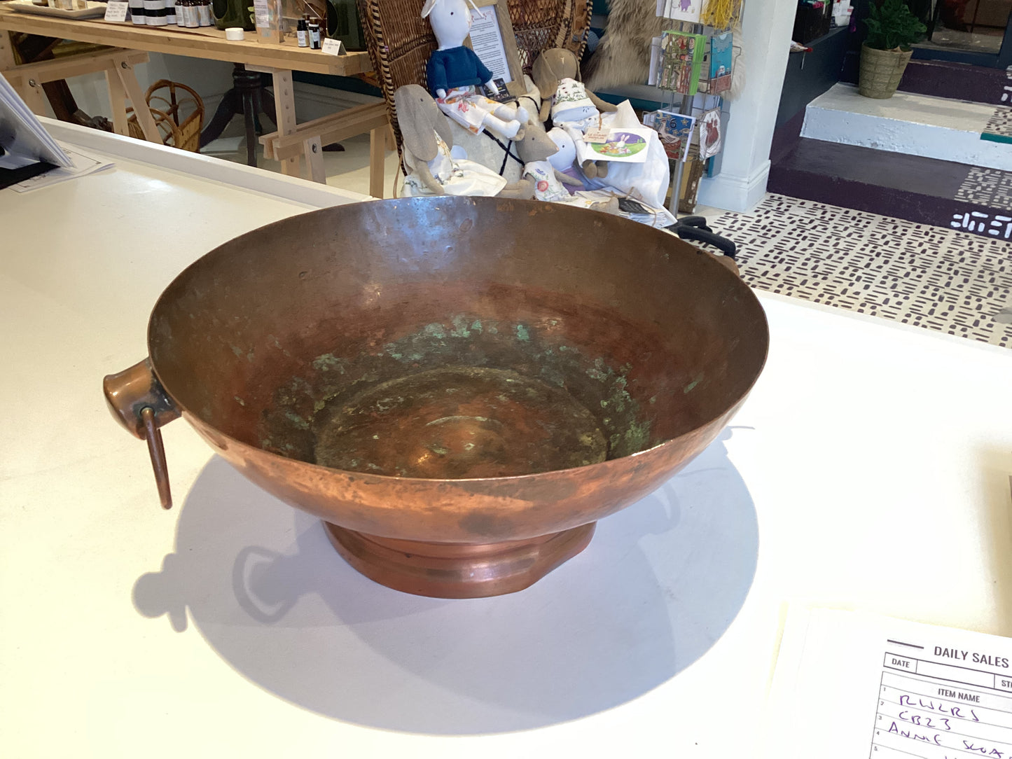 CB29 - Vintage Copper Bowl/Peony Vase